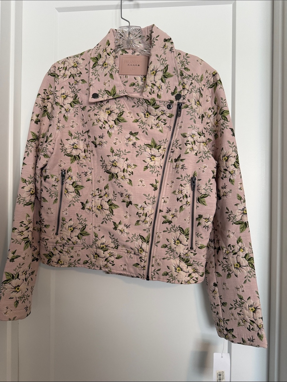 BLANKNYC  Pink Floral Quilted Moto Jacket